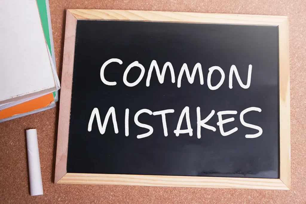 A board that says top mistakes