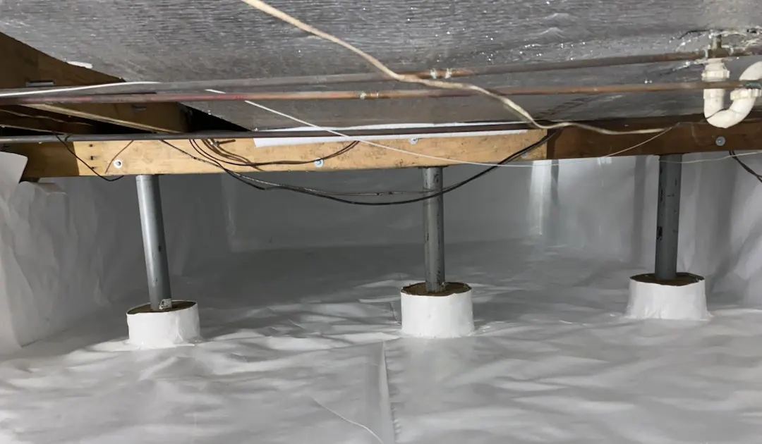 A crawl space that has been waterproofed and encapsulated by the waterproofing experts NY team in Brooklyn