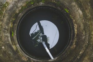 A french drain with water