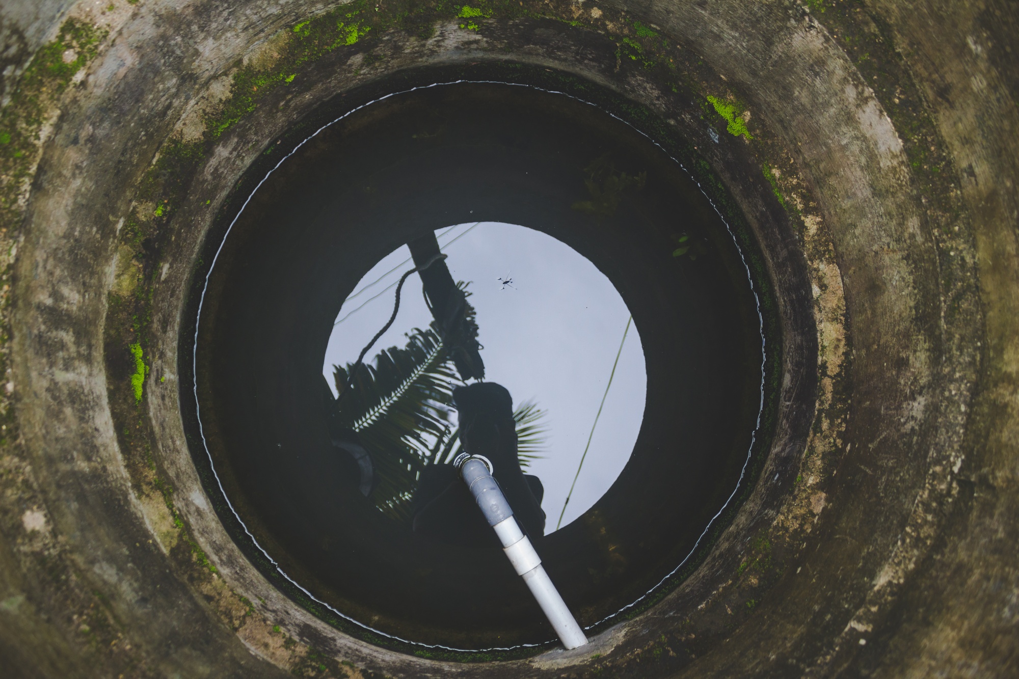 A french drain with water