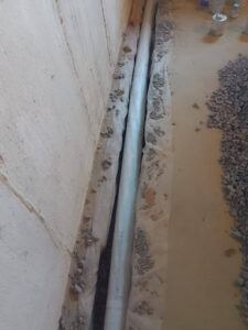 French drain installed in the basement