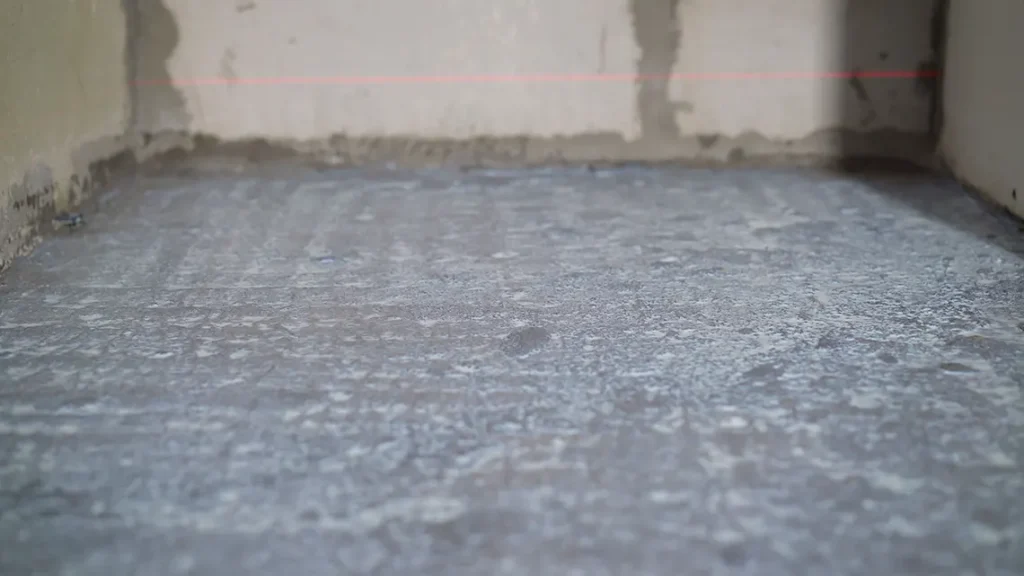 A bottom view of a crawl space that will be waterpoofed